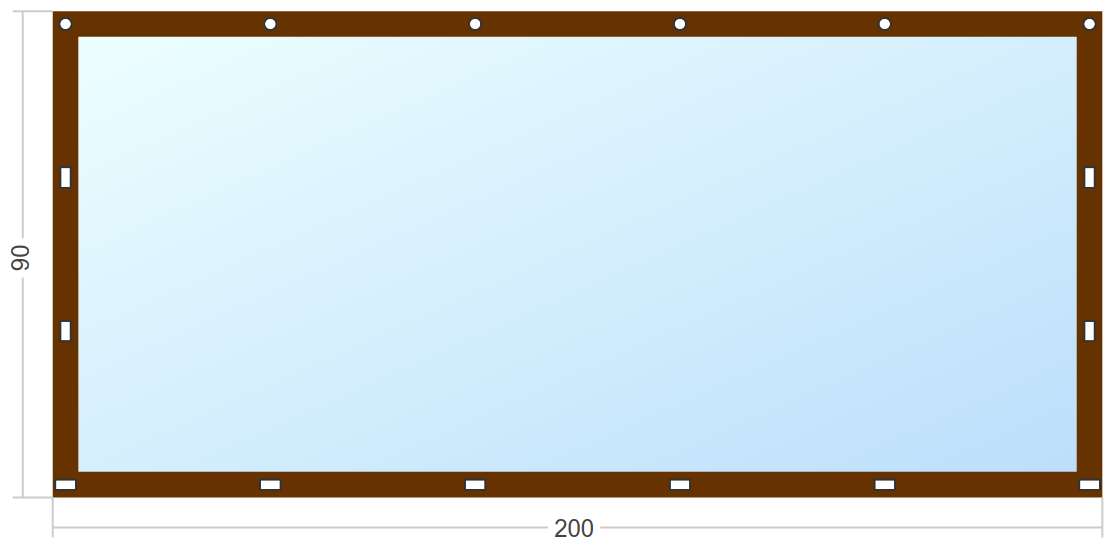 Мягкое окно Софтокна 200х90 см съемное, Скоба-ремешок, Прозрачная пленка 0,7мм, Коричневая окантовка, Комплект для установки - фотография № 3