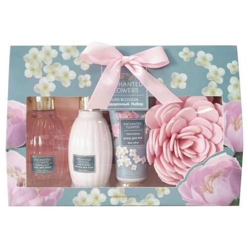 Arya подарочный набор Enchanted Flowers подарочный набор для девушек гель для душа 50 мл крем для рук 10 мл мочалка 8 марта