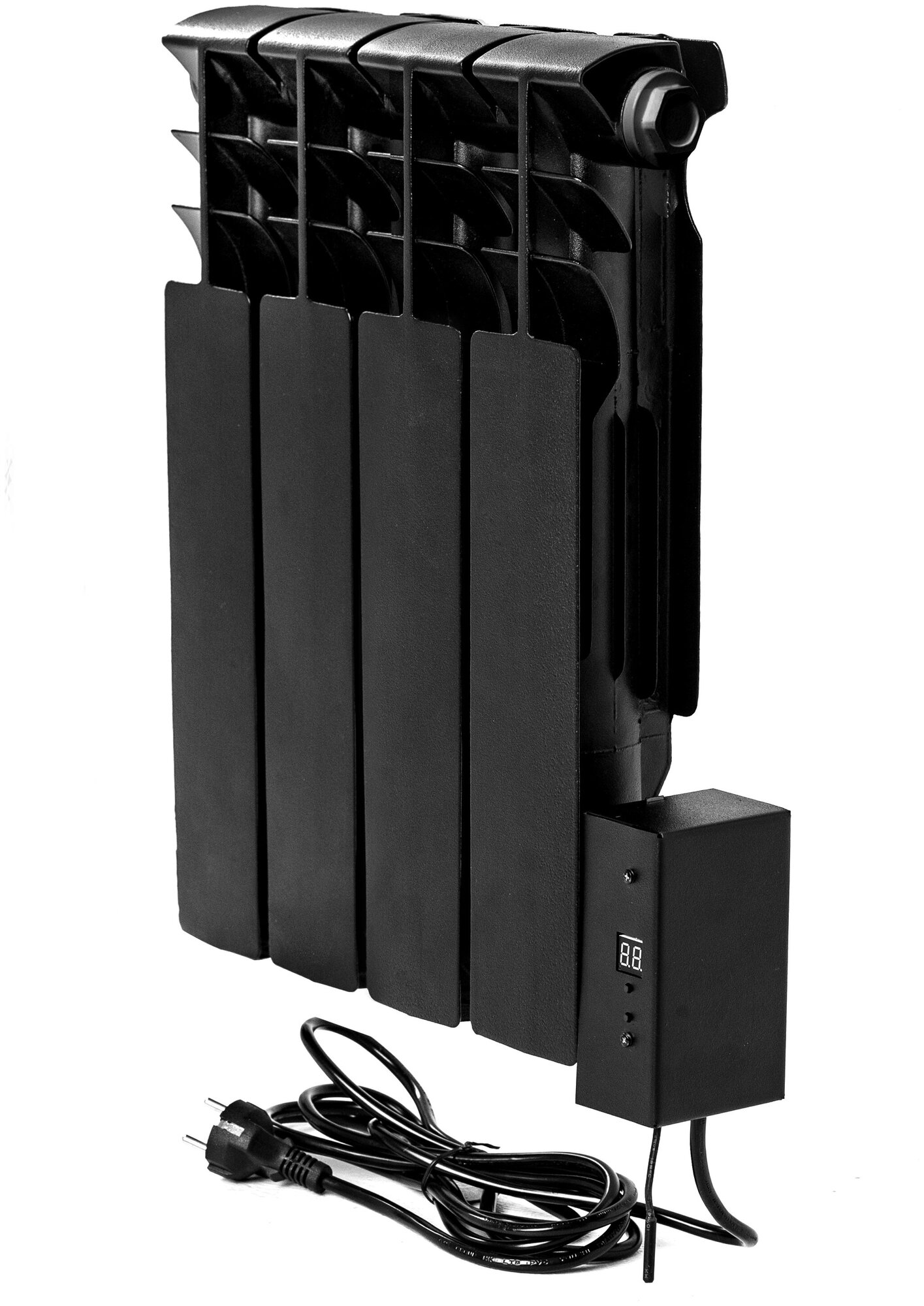 Радиатор отопления электрический настенный Normand 4 с электронным терморегулятором (черный) - фотография № 1