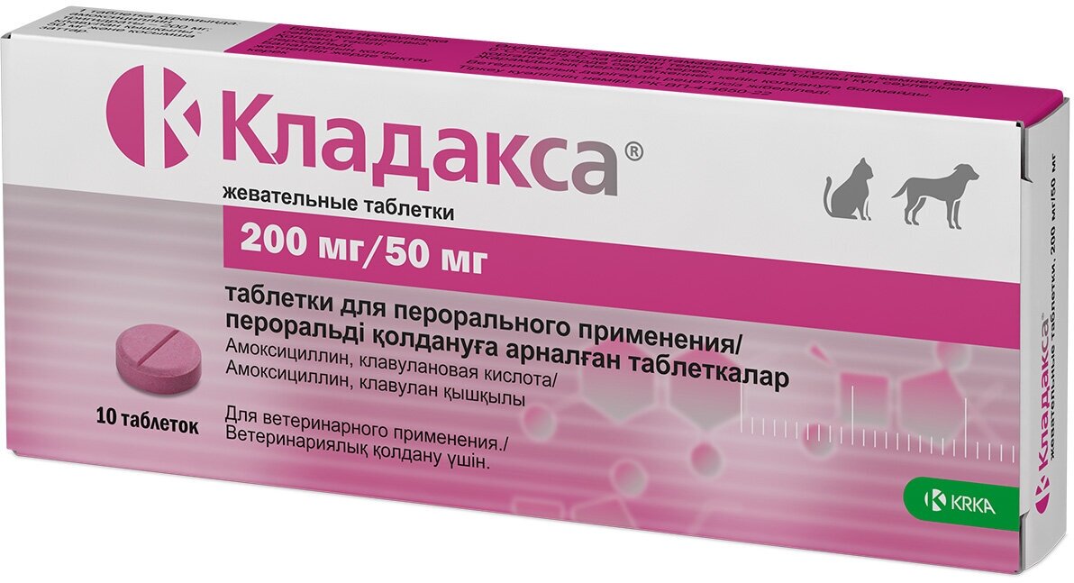 Препарат Кладакса жевательные таблетки 250 мг (200 мг/50 мг), 10 штук