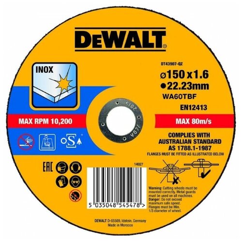 Круг отрезной DeWalt 150*1.6мм EXTREME DT43907-QZ диск отрезной алмазный dewalt dt40213 qz