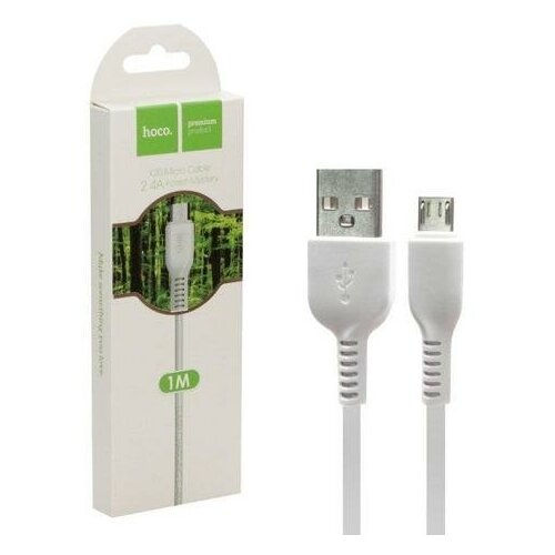 Кабель USB Micro USB X20 1M 2.4A HOCO белый кабель usb micro usb x32 1m 2 4a hoco белый