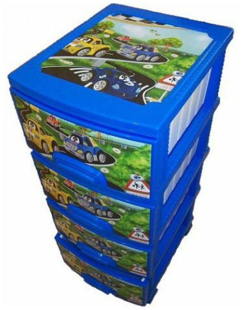 фото Детский комод Машинки серии Декор, 4-х секционный