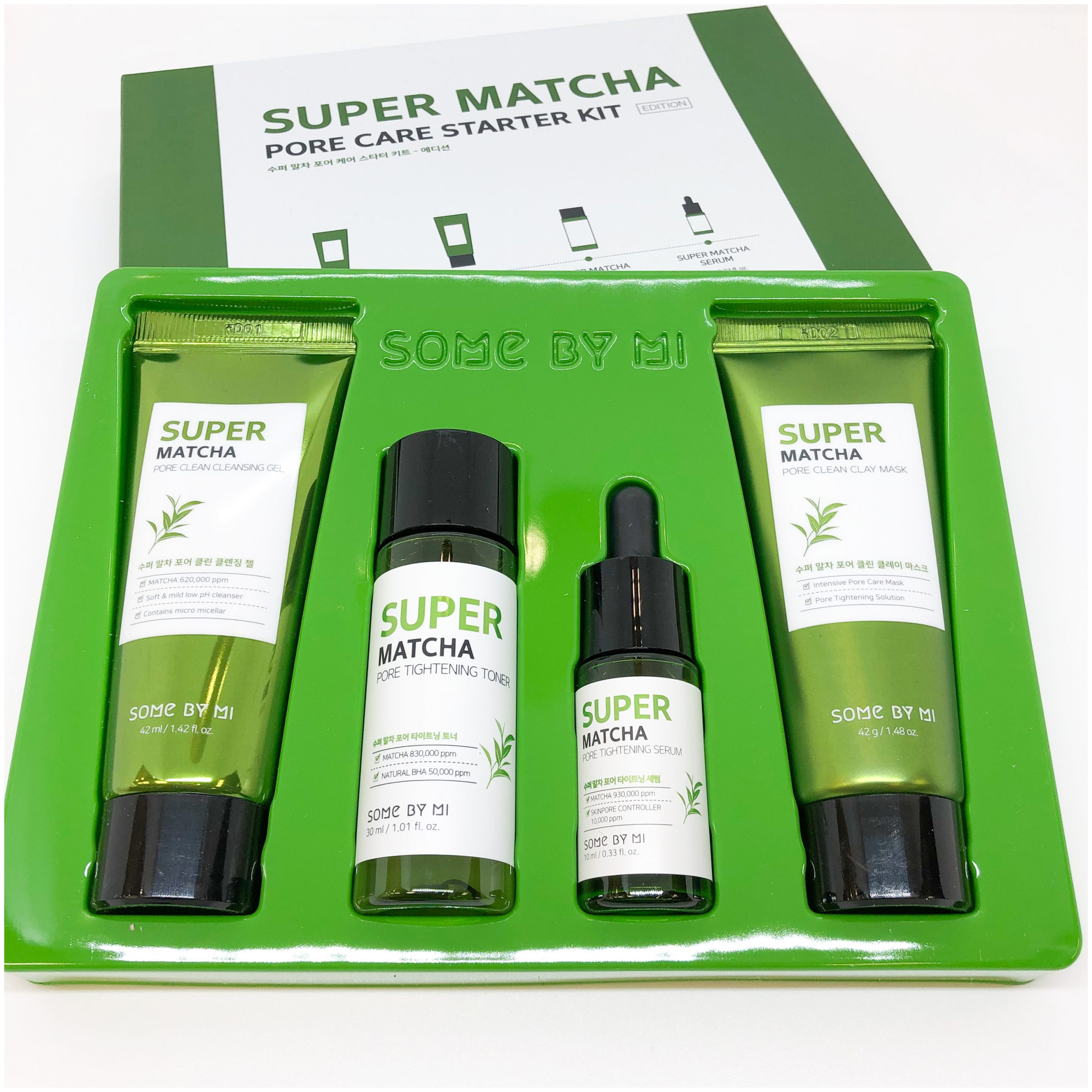 Набор: гель, маска, тонер, сыворотка Super matcha pore care starter kit Some By Mi 124мл PERENNEBELL Co., Ltd - фото №5