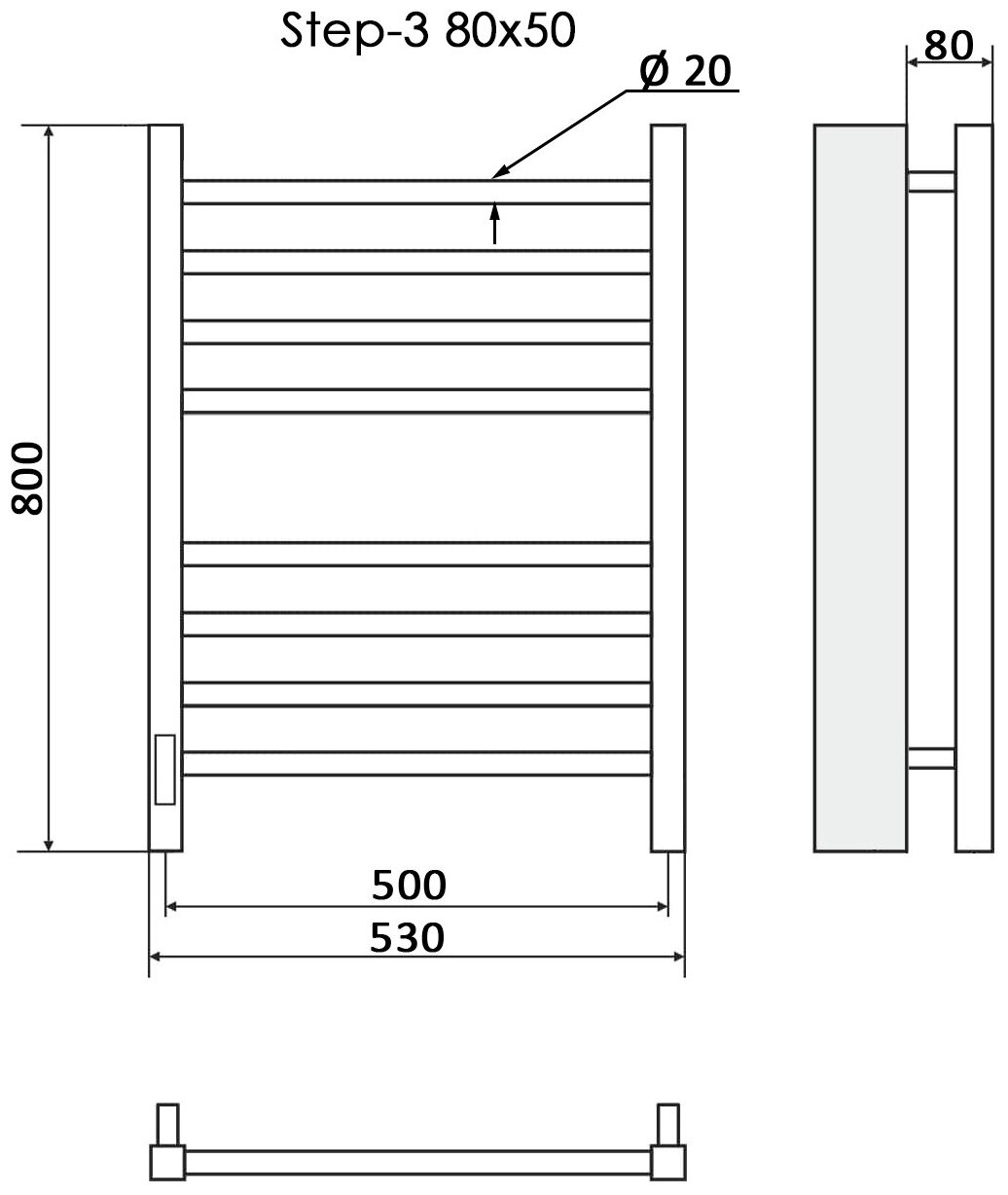 Полотенцесушитель Электрич.кабельный Ника STEP-3 80/50 левый тэн - фотография № 4