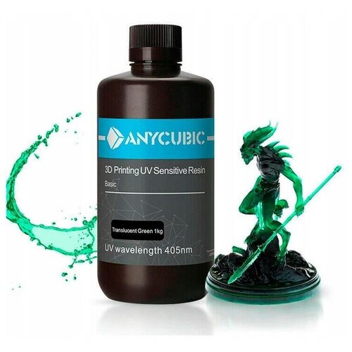 Anycubic Фотополимерная смола Anycubic Basic, полупрозрачная зеленая (1 кг) пружинная стальная гибкая сборная пластина biqu пружинный стальной лист магнитное основание sla dlp полимерная печать creality anycubic photon