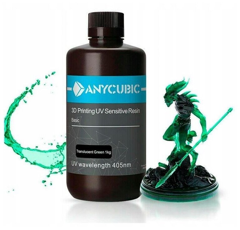 Фотополимер Anycubic Basic, полупрозрачный зеленый, 1 кг