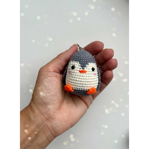 Брелок, вязаная фактура, серый