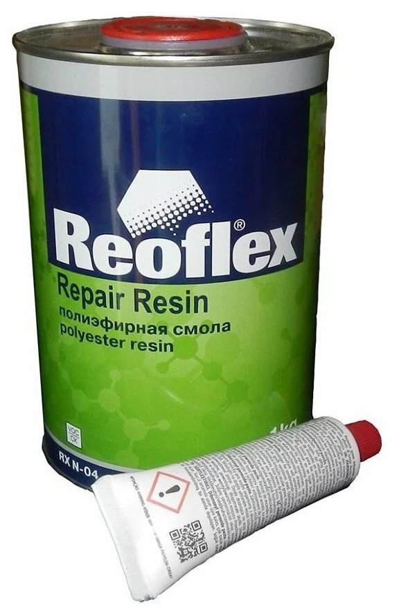 Смола полиэфирная Reoflex RX N-04 Polyester Repair Resin эластичная для пластика 1 кг. с отвердителем