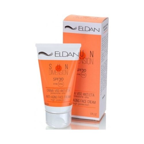 солнцезащитный крем для лица anti aging face cream high protection spf 30 uva 50мл Eldan Anti-Aging Face Cream Дневная защита от солнца SPF 30, 50 мл.