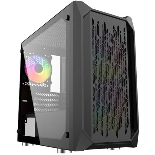 Powercase Alisio Micro X3B, Tempered Glass, 1х 120mm +2x 140mm 5-color fan, чёрный, mATX (CAMIB-L3)