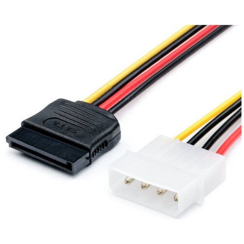 Кабель Atcom 4-pin Molex - SATA (АТ3798), 0.15 м, 1 шт., черный/красный/желтый кабель atcom 6 pin 2x molex соединительный кабель черного желтого цвета