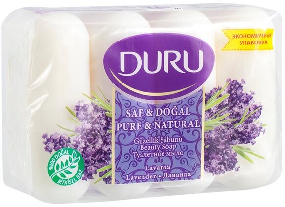 Мыло хозяйственное Duru Pure&Natural с лавандой, 4х85гр - фото №12