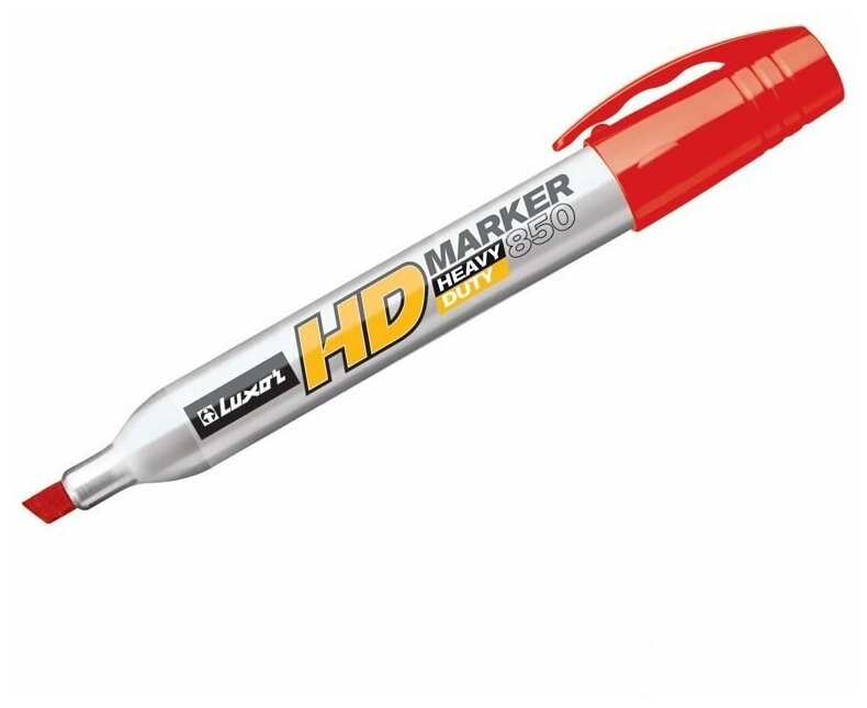 фото Маркер перманентный промышленный Luxor "Heavy Duty 850" красный, скошенный, 3-7мм