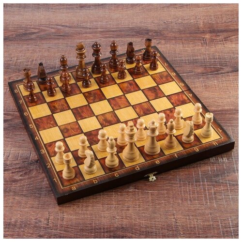 настольная игра шашки нарды шахматы поле 21 7х18 5 d 1 3 см Настольная игра 3 в 1 Классическая: шахматы, шашки, нарды (доска дерево 40х40 см)