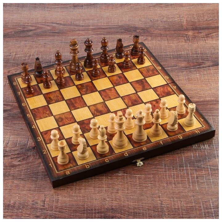 TAKE IT EASY Настольная игра 3 в 1 "Классическая": шахматы, шашки, нарды, дерево 40 х 40 см