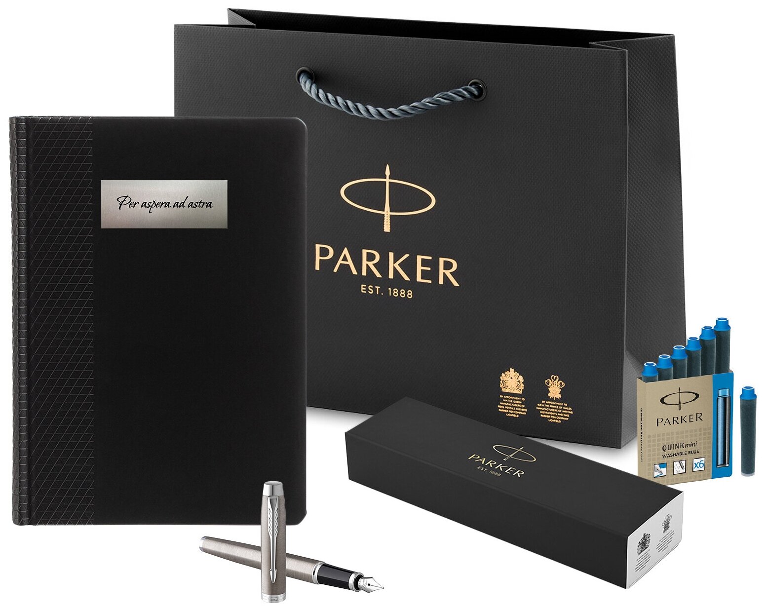 Подарочный мотивирующий набор: перьевая ручка Parker IM Metal Stainless Steel, ежедневник. Бизнес подарок