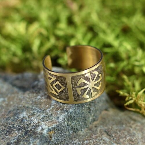 Славянский оберег, кольцо Сима-ленд, безразмерное, золотой