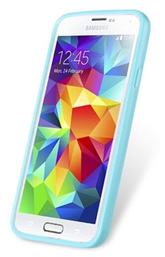 Силиконовый чехол Melkco Poly Jacket TPU case для Samsung Galaxy S5 Mini, голубой