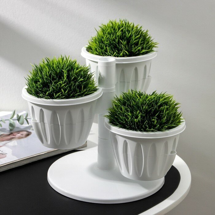 Кашпо многоярусное Plast Avenue  Каскад   3 шт  700 мл  пластик  белое