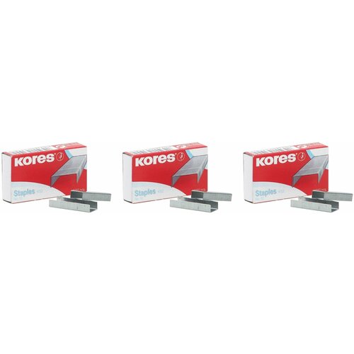 Kores Скобы для степлера 10 никелированные 2-20 листов 1000 штуп 3 уп 393₽