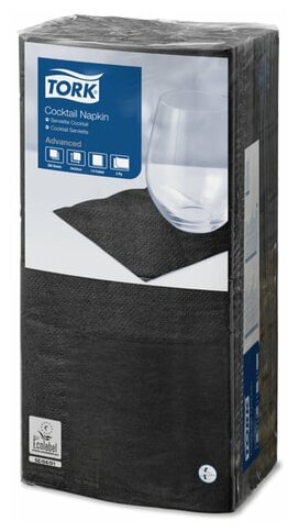 фото Салфетки TORK Big Pack, 24х23,8, 200 шт, 2-х слойные, черные, 477829 127873
