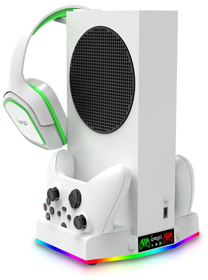 Многофункциональный стенд iPega для Xbox S серии + 2 аккумулятора 1400 мА RGB