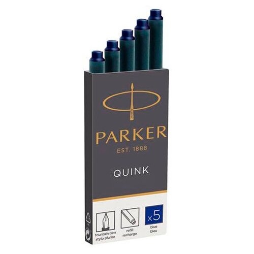 Parker Чернила картридж, синий, 5 шт в упаковке