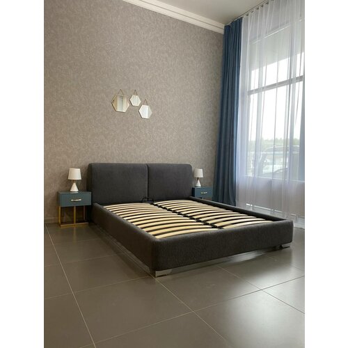 VIERO Кровать Букле мягкое изголовье с размером спального места 160х200 с ортопедическим основанием, без подъемного механизма