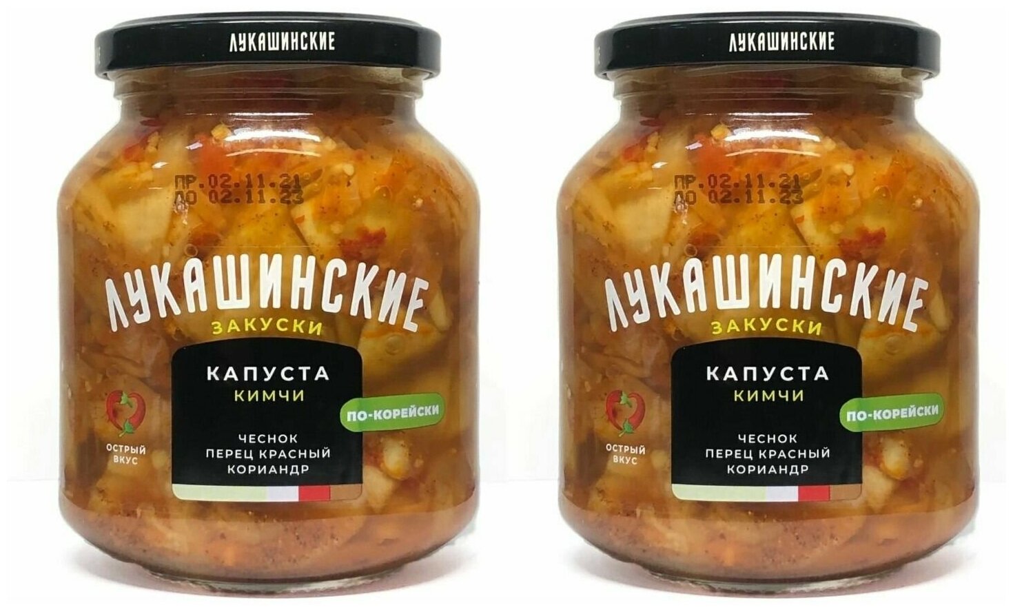 Лукашинские/ Овощные консервы Капуста кимчи по-корейски, 340 г, 2 шт