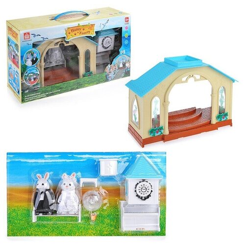 Кукольный домик с часовней и двумя фигурками в коробке (Happy Family)