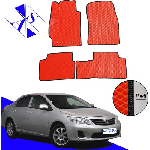 фото Автомобильные коврики eva/ева/эва для toyota corolla e150 2006-2013 (седан) красный черный avtoso
