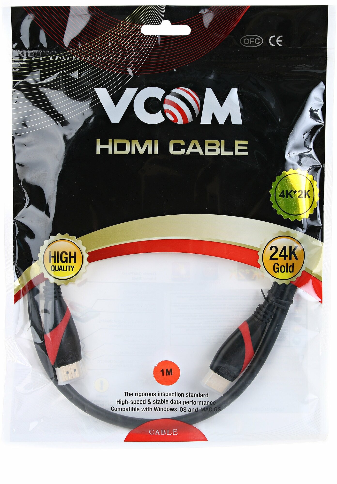 Кабель HDMI 19M/M ver. 2.0 black red, 1.8m VCOM <CG525-R-1.8> VCOM HDMI (m) - HDMI (m) 1.8м (CG525-R-1.8) - фото №9