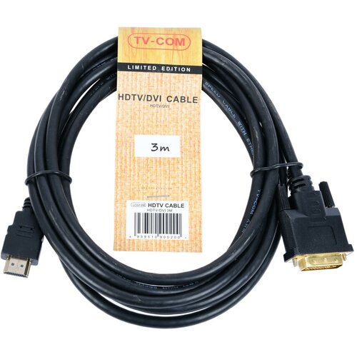 Кабель HDMI to DVI-D (19M -25M) 3м, TV-COM кабель переходник com to rj 45 rj45 to com консольный кабель для настройки сетевых устройств