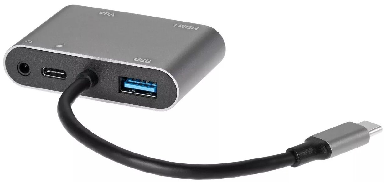 Адаптер USB Type-Cm-->VGA, HDMI 4k*30Hz, USB3.0, PD, Audio, iOpen (Aopen/Qust)<ACU4511> VCOM Адаптер-переходник AOpen/Qust USB 3.1 Type C M/HDMI F/VGA F/USB 3.0 Type A F/Jack 3.5 mm F (ACU4511) - фото №4