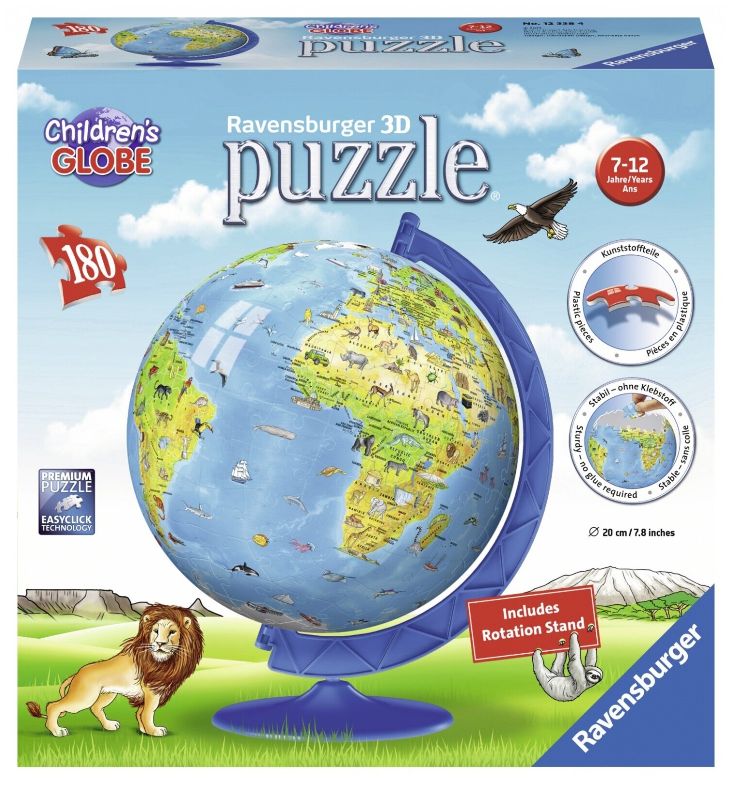 Пазл 3D Ravensburger Глобус, Детский мир, 180 деталей (12338)