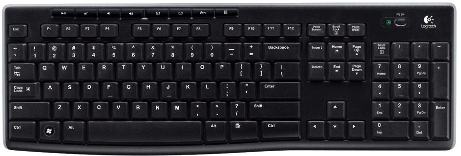 Клавиатура беспроводная Logitech K270 Wireless англ/рус черный/серый