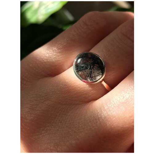 Кольцо True Stones, турмалин, кварц, размер 18, черный