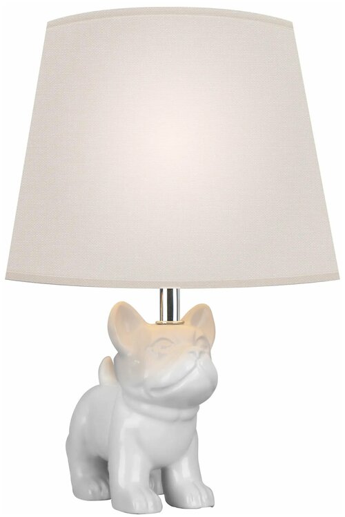 Настольная лампа Бульдог 52703 9, Е14, цвет белый, с очаровательным псом, подчеркнет оригинальную элегантность вашего интерьера