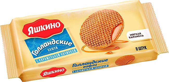 Яшкино, вафли Голландские с карамельной начинкой, 290 г