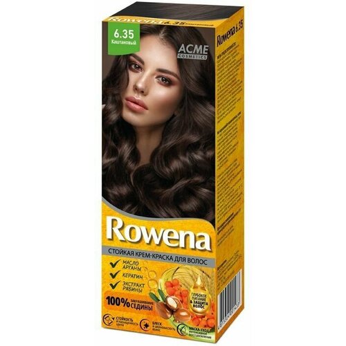 ROWENA Стойкая Крем - Краска для волос аммиачная, тон 6.35 Каштановый