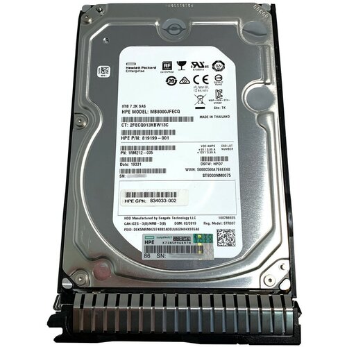 Жесткий диск HP MB8000GFECR G8-G10 8TB 6G 72K 35 SATA 512e 3930000₽