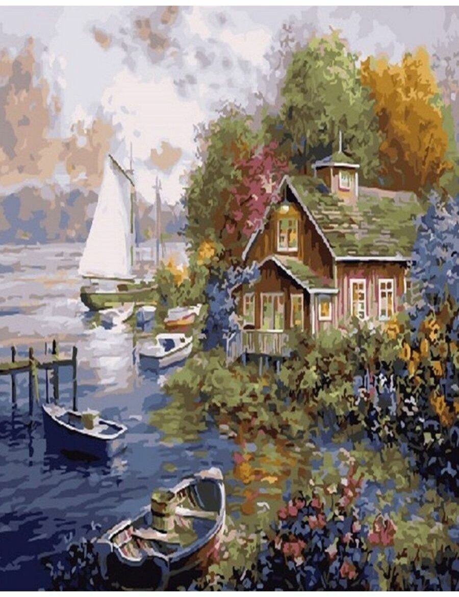 Картина по номерам Дом у озера 40х50 см Art Hobby Home
