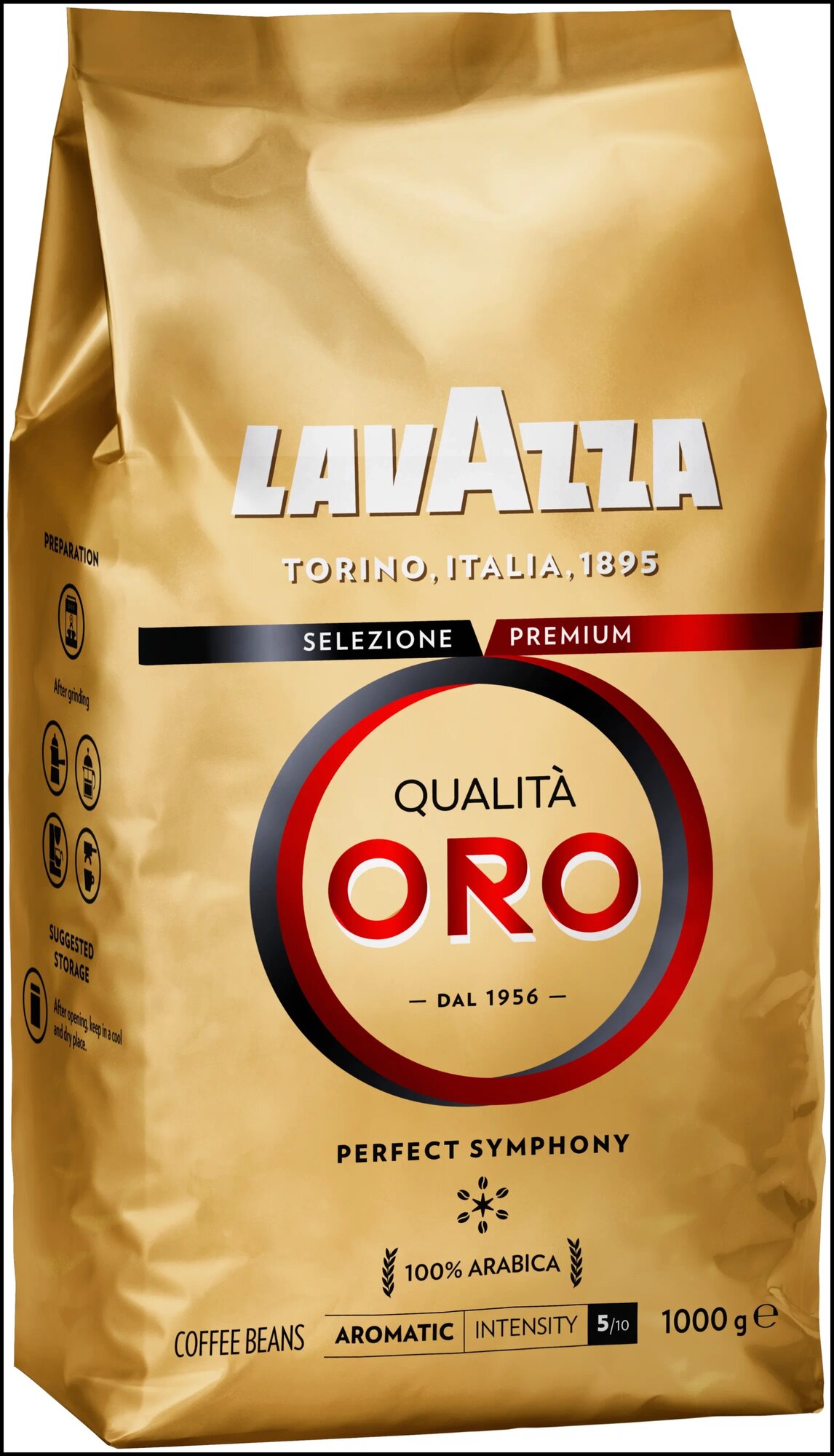 Lavazza Qualita Oro кофе в зернах 1 кг пакет 100% арабика (2056)