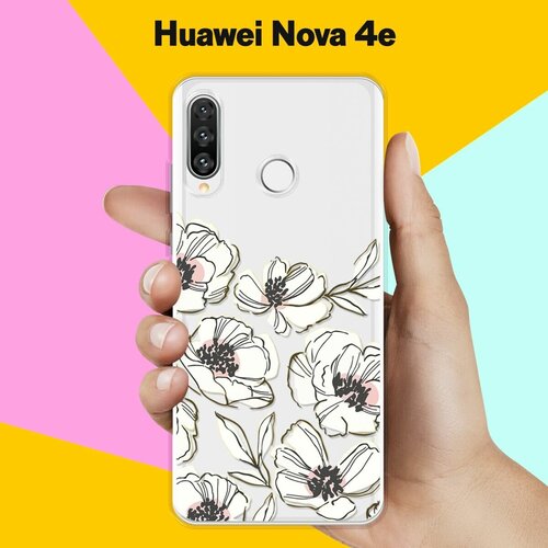 Силиконовый чехол Цветы на Huawei Nova 4e