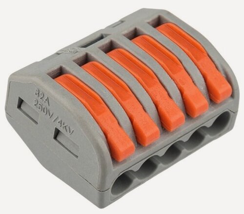 Изображение товара Соединительная многоразовая клемма Rexant 5-проводная, 0.08-4 кв. мм, серая, 10 штук