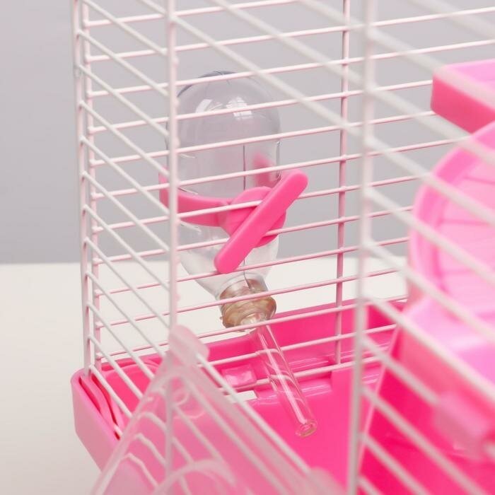 Клетка для грызунов укомплектованная, 27 х 19 х 28 см, розовая - фотография № 3