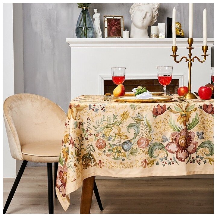 Набор столовый «Этель» Floral pattern скатерть 147x112 +/-2 см с гмво салфетки 40х40 см - 4 шт