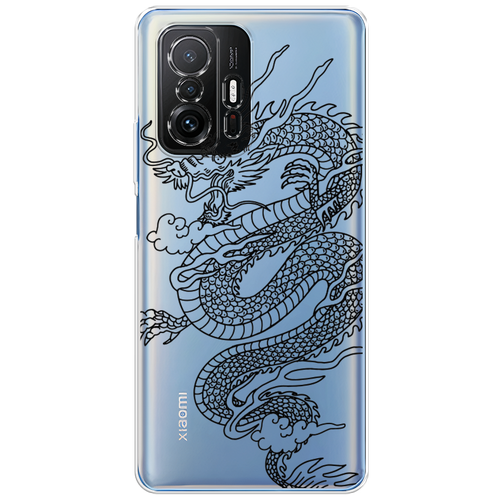 Силиконовый чехол на Xiaomi Mi 11T / Сяоми Ми 11T Большой китайский дракон, прозрачный