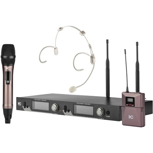 Радиосистема T-521UV ITC UHF двухканальная радиосистема с головным и ручным микрофонами LCD дисплей True Diversity Частотный диапазон 470-510 MH 6068100₽